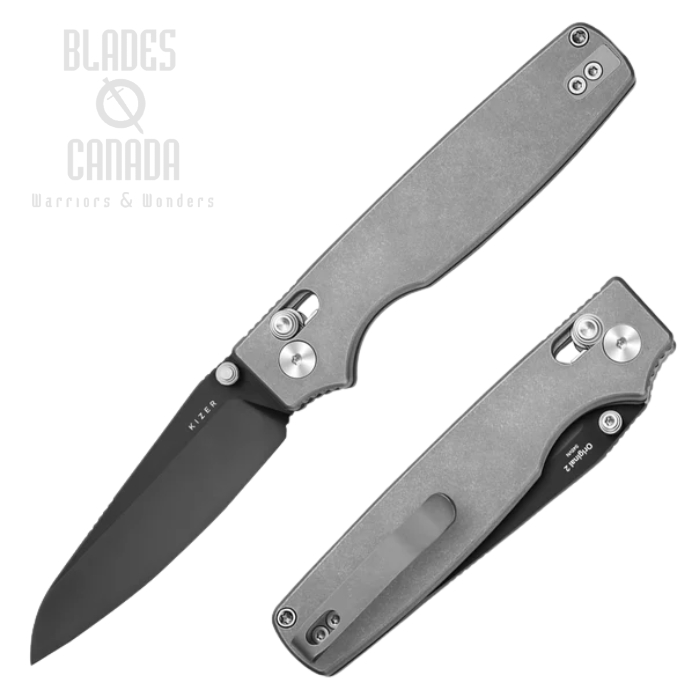 Kizer Original 2 Clutch Lock Folding Knife, S45VN Matte DLC, Titanium Handle, 3605.2SA1