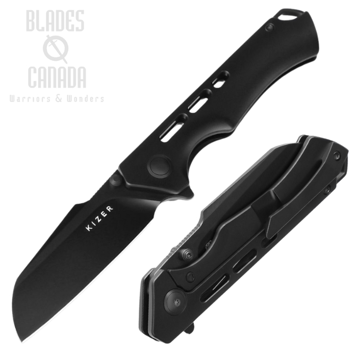 Kizer Crest Flipper Framelock Knife, S35VN Black, Titanium Black, KI3714A2