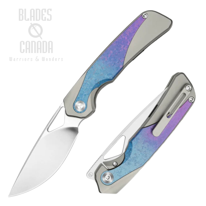 Kizer Topsail Front Flipper Frame Lock Knife, S45VN Satin, Titanium Purple/Blue, 3735A1