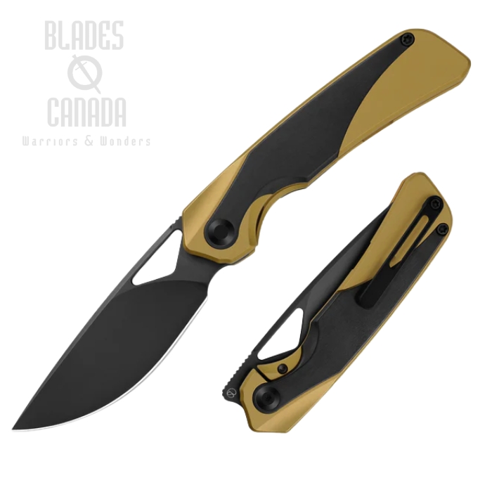 Kizer Topsail Front Flipper Frame Lock Knife, S45VN Matte Black, Titanium Gold/ Zirconium Black, 3735A3