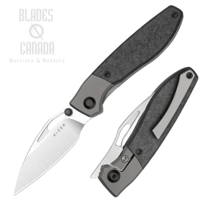 Kizer Shrike Front Flipper Frame Lock Knife, S45VN Steel, Titanium/Carbon Fiber, 3746A1