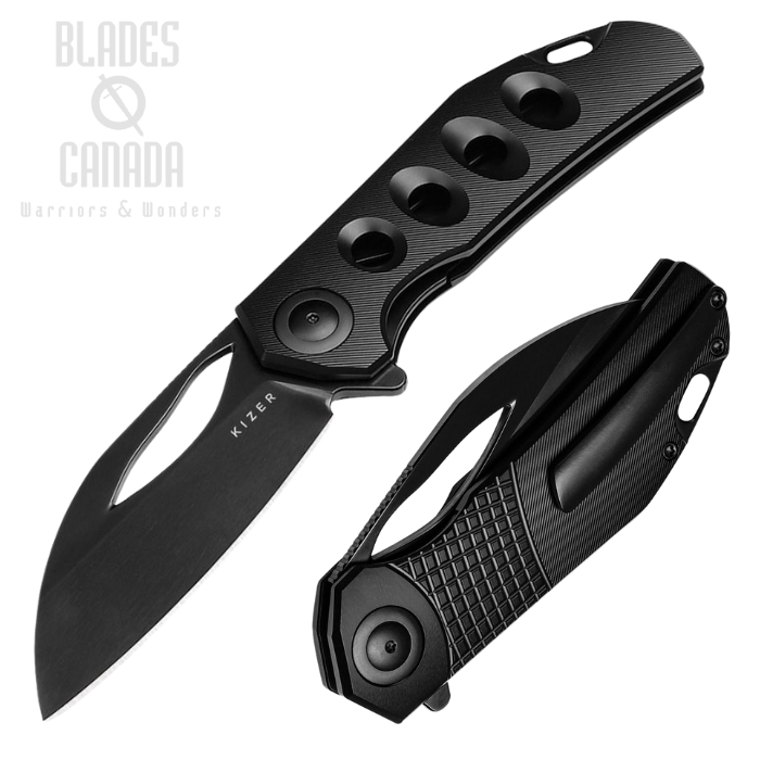 Kizer Hawk Flipper Folding Knife, M390 Black, Titanium Black Textured, KI4683A1