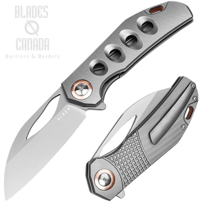 Kizer Hawk Flipper Folding Knife, S45VN Satin, Titanium Gray Textured, KI4683A2