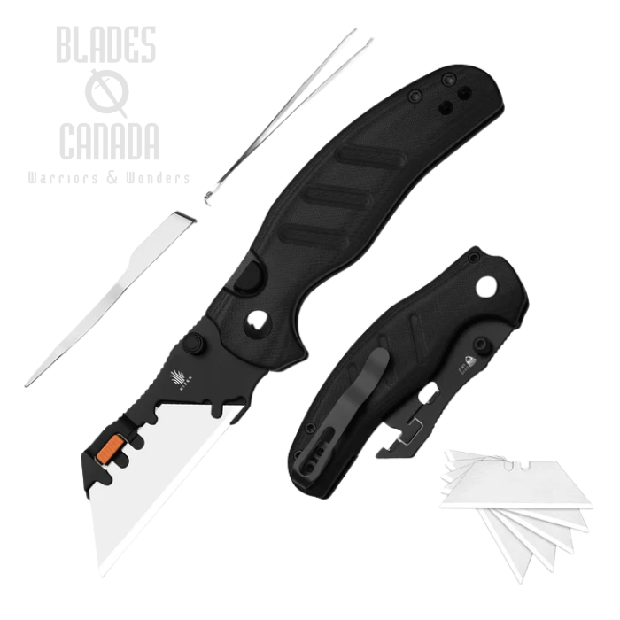 Kizer Sheepdog Utility Button Lock Folding Knife, Black Blade, G10 Black, V3488.29JNA3