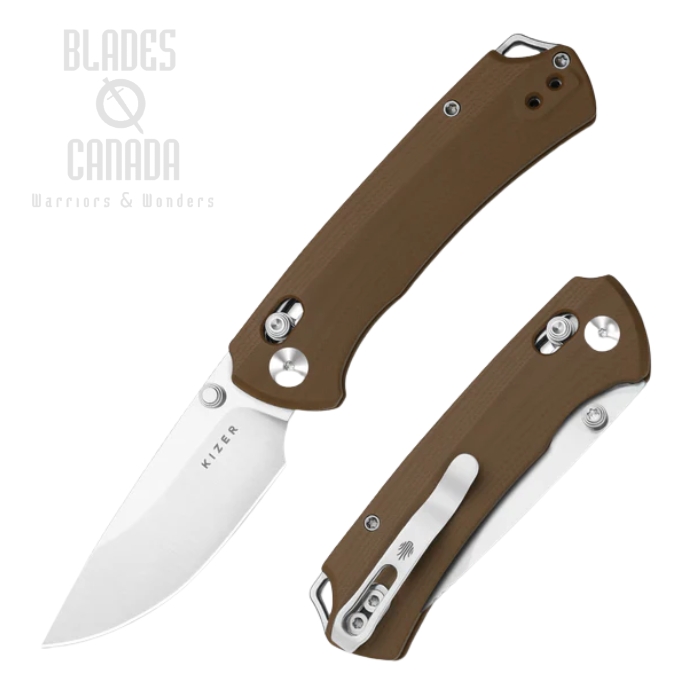 Kizer T1 CD Clutch Lock Folding Knife, Nitro-V Satin, G10 Brown, V3490.2CA2