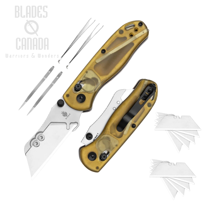 Kizer Dropbear UTI Bear 1 Clutch Lock Folding Knife, SK5 & 5CR15 Replaceable Blade, PEI Handle, V3619JA4