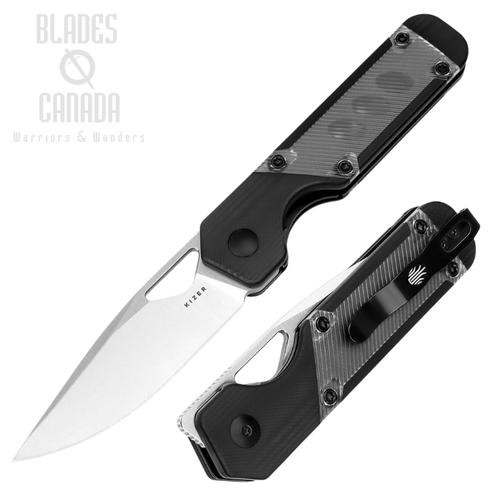 Kizer Mini Militaw Framelock Folding Knife, Nitro-V Satin, G10 Black/Acrylic, V3634SA3