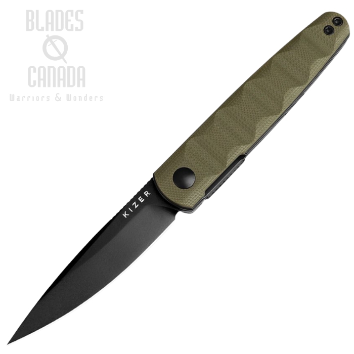 Kizer Bamboo Folding Knife, Nitro-V Black, G10 Green, V3722A2