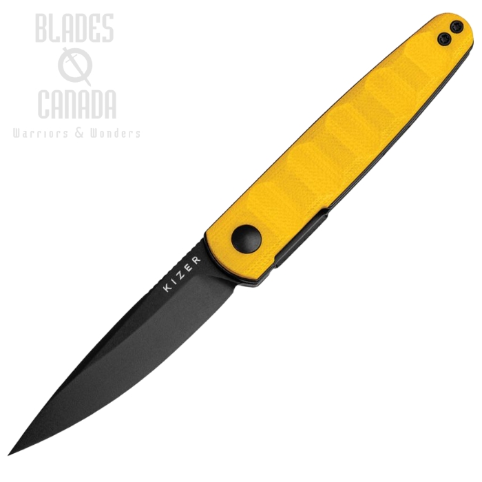 Kizer Bamboo Folding Knife, Nitro-V Black, G10 Yellow, V3722A3