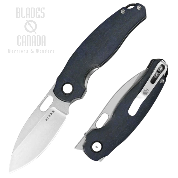 Kizer Seagull Flipper Folding Knife, 14C28N Stonewashed, Richlite Blue Canyon, V3770A2