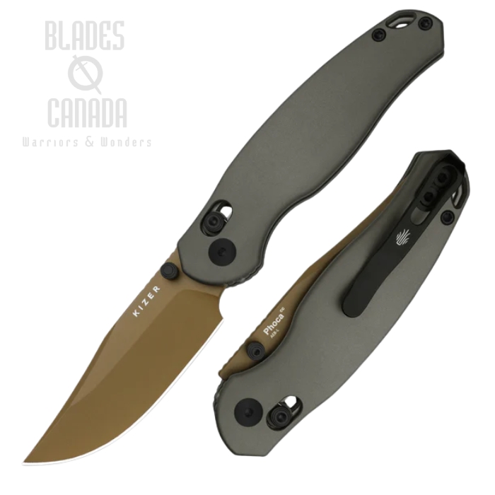 Kizer Phoca CC Clutch Lock Folding Knife, AEB-L Sunset Metal, Aluminum Gray, V3780A2
