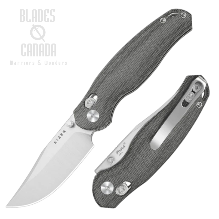 Kizer Phoca CC Clutch Lock Folding Knife, AEB-L Satin, Norplex Micarta Black, V3780A3