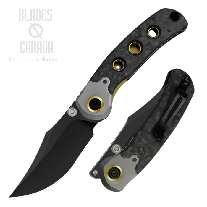 Kizer Pioneer Folding Knife, M390 Black Stonewash, Titanium/Marble CF, ZX-FK03A1