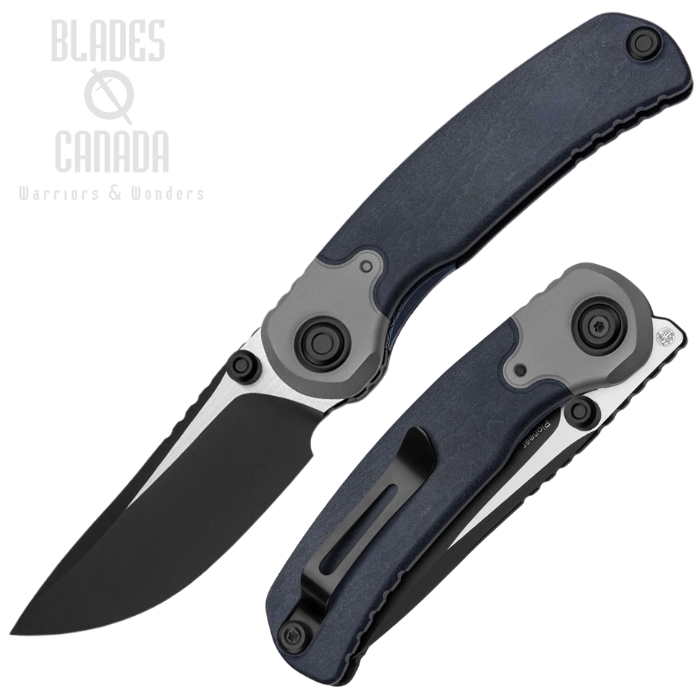 Kizer Pioneer Folding Knife, S35VN Two-Tone Drop Point, Titanium/Richlite Blue Crayon, ZX-FK03A5