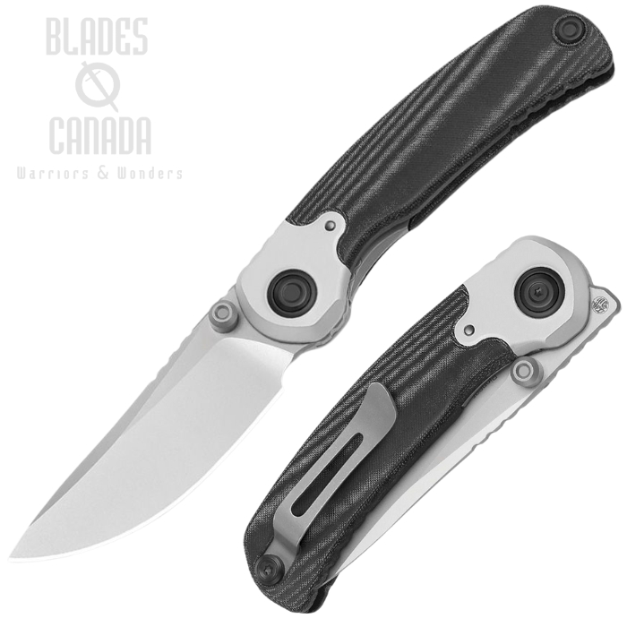 Kizer Pioneer Folding Knife, S35VN Stonewash Drop Point, Micarta Black/Aluminum, ZXFK03A6