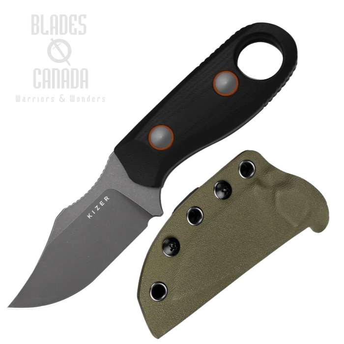 Kizer Beaver 2 Fixed Blade Knife, D2 Gray SW, G10 Black, Kydex Sheath, 1078A3