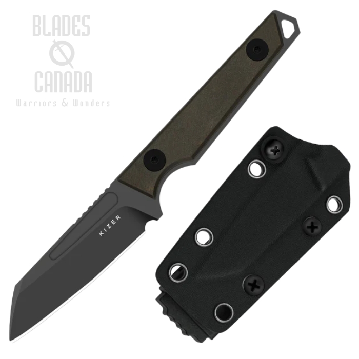 Kizer Phasmids Fixed Blade Knife, AEB-L Gray SW, Chocolate Glacier, Kydex Sheath, 1079A2