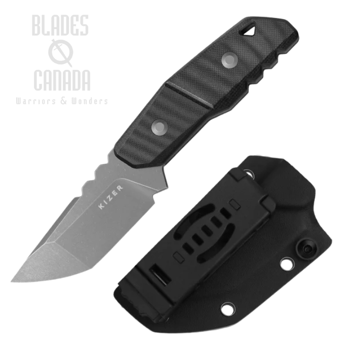 Kizer Quartz Fixed Blade Knife, AEB-L Gray SW, G10 Black, 1086A2