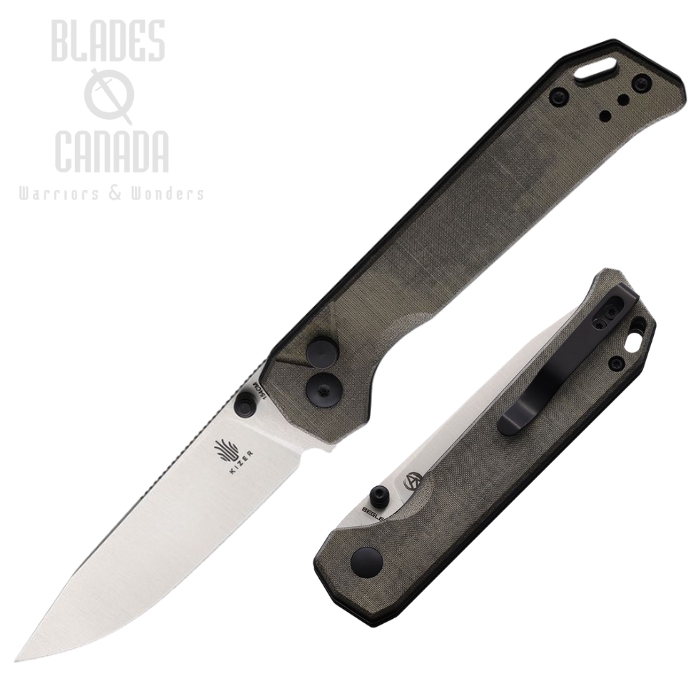 Kizer Begleiter Folding Knife, 154CM Satin, Micarta Green, V4458BC1