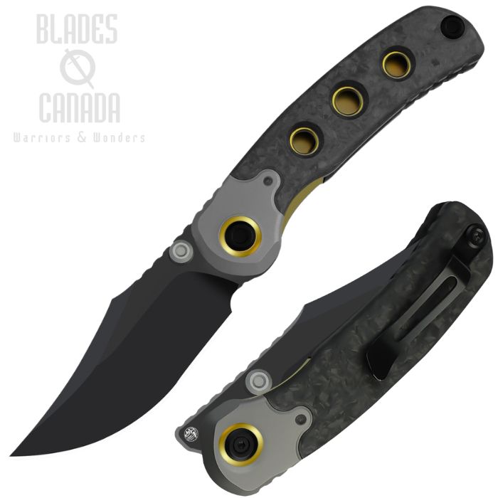 (image for) Kizer Pioneer Folding Knife, M390 Black Stonewash, Titanium/Marble CF, ZX-FK03A1