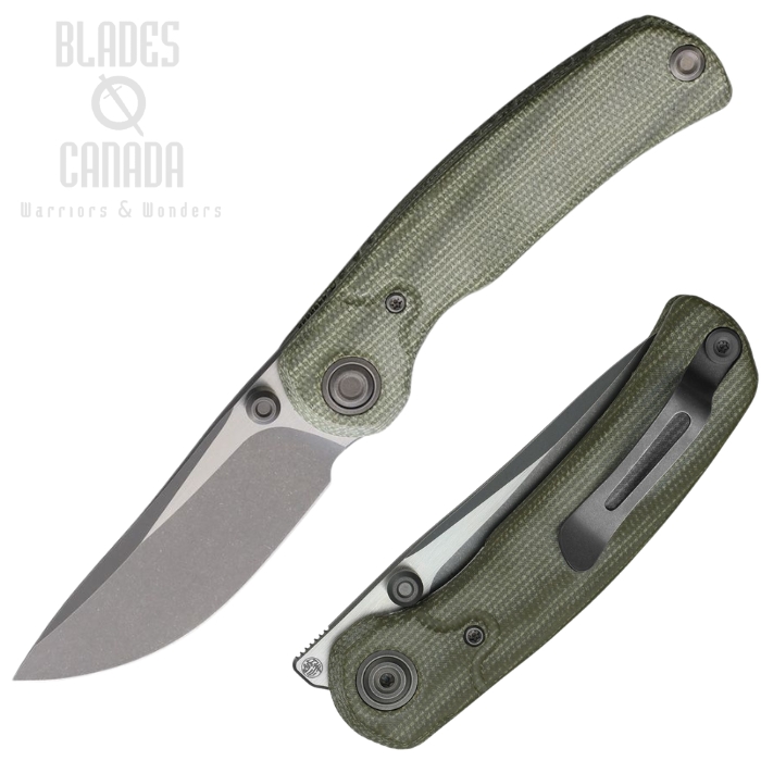 (image for) Kizer Pioneer Folding Knife, 14C28N SW/Satin, Micarta Green, ZXFK03M4