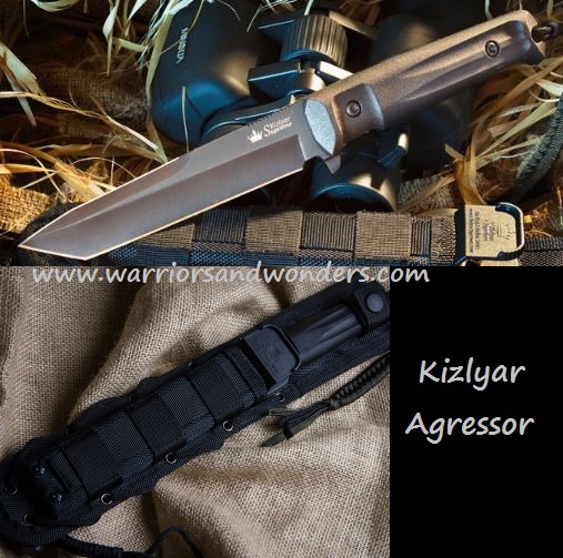 Kizlyar Aggressor Fixed Blade Knife, D2 Steel, MOLLE Nylon Sheath, KK0015