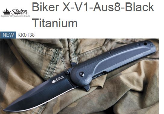 Kizlyar Biker X-V1 Flipper Folding Knife, AUS 8, KK0138