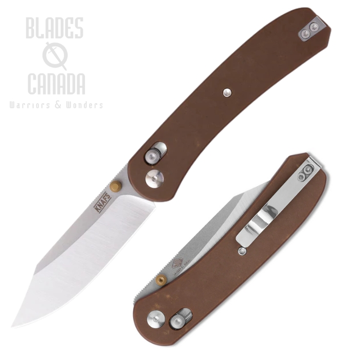 Knafs Lander 2 Clutch Lock Folding Knife, S35VN Satin, Paper Micarta Brown, 00408