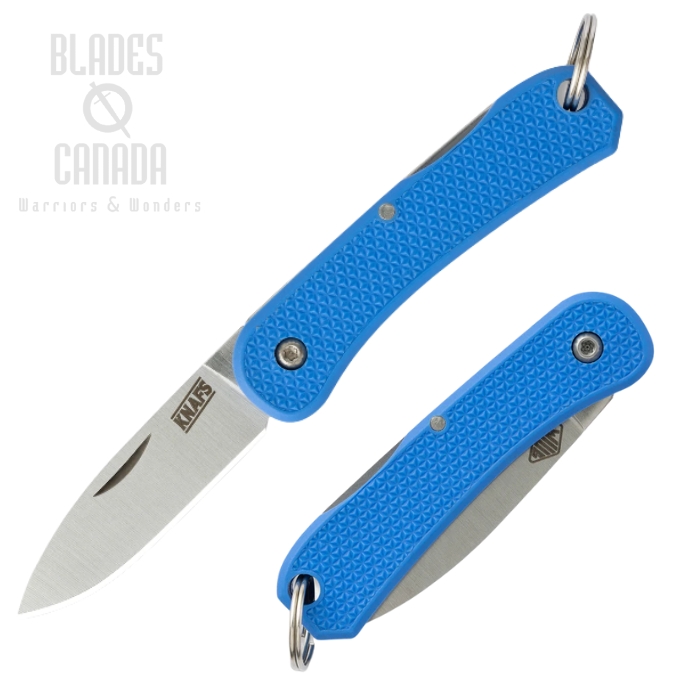 Knafs Lander 6 Back Lock Mini Keychain Knife, Stainless, FRN Blue, 00424