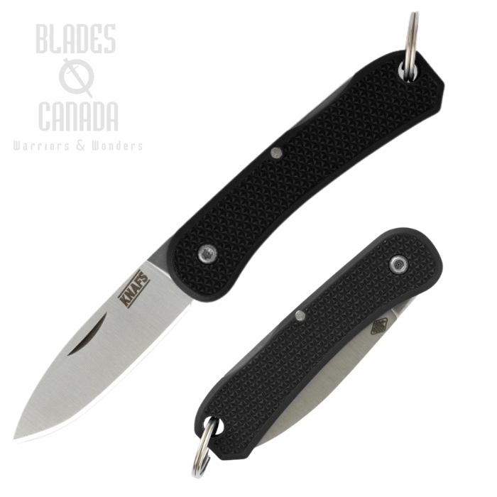 Knafs Lander 6 Back Lock Mini Keychain Knife, Stainless, FRN Black, 00425