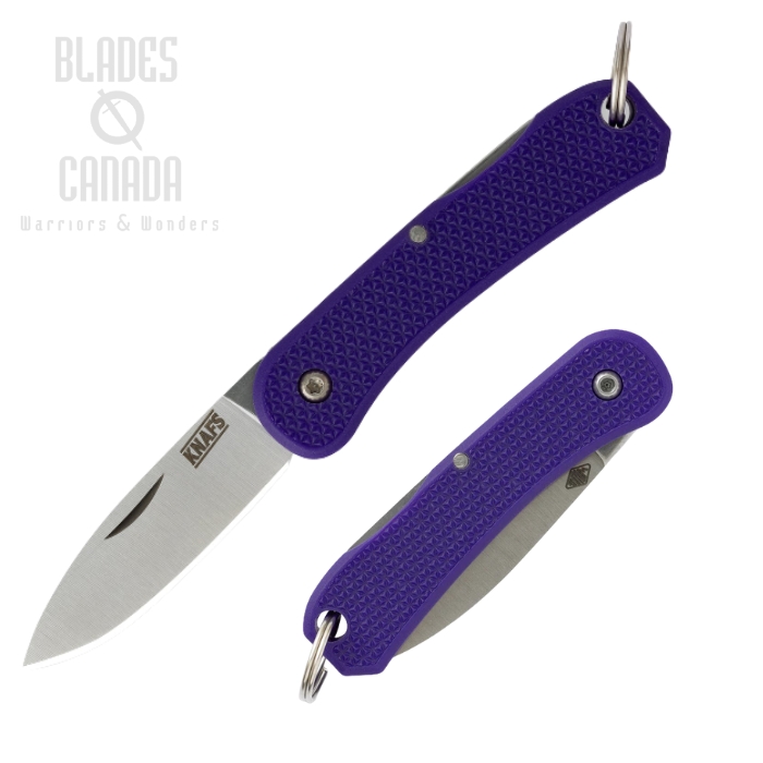 Knafs Lander 6 Back Lock Mini Keychain Knife, Stainless, FRN Purple, 00427