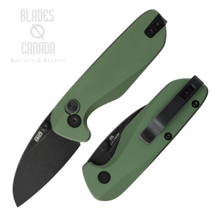 Knafs O.C.T. Button Lock Folding Knife, 14C28N Black SW, Aluminum Green, 00576 (image for) Knafs O.C.T. Button Lock Folding Knife, 14C28N Black SW, Aluminum Green, 00576