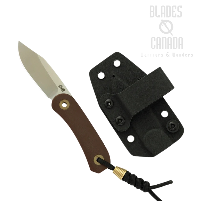 Knafs Lander 4 Fixed Blade Knife, S35VN Satin, Micarta Brown, Kydex Sheath, 00584