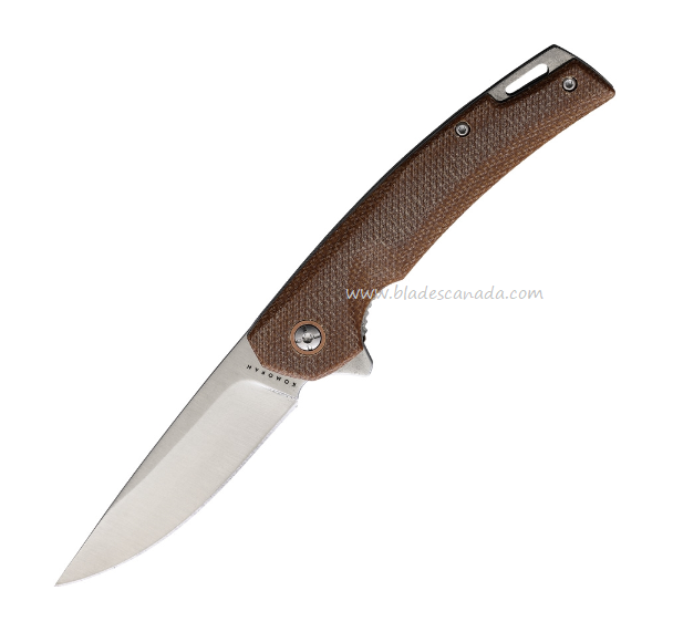 Komoran Flipper Folding Knife, Stainless Blade, Micarta Brown, KO038