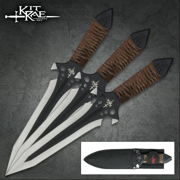 Kit Rae HellHawk 9.75" Triple Throwing Knife Set, AUS 6, UCKR0057