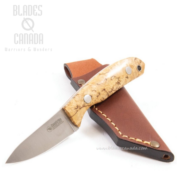 (image for) Casstrom Safari Mini Hunter Fixed Blade Knife, 12C27 Sandvik, Curly Birch, CI10618