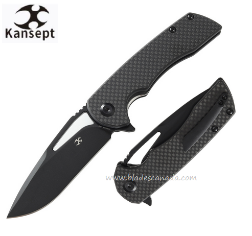 Kansept Kryo Flipper Folding Knife, D2 Steel, Carbon Fiber, T1001A3