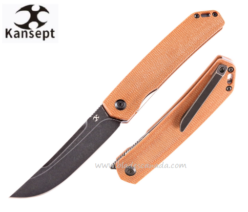 Kansept Hazakura Flipper Folding Knife, 154CM, Micarta Brown, T1019C5