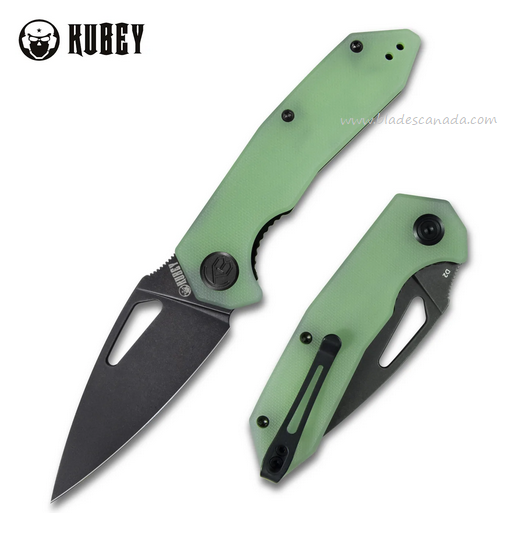 Kubey Coeus Folding Knife, D2 Black SW, G10 Jade, KU122E