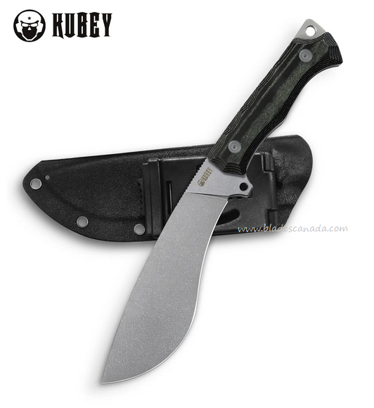Kubey Destroyer Machete Fixed Blade Knife, D2, Micarta Black, KU241C
