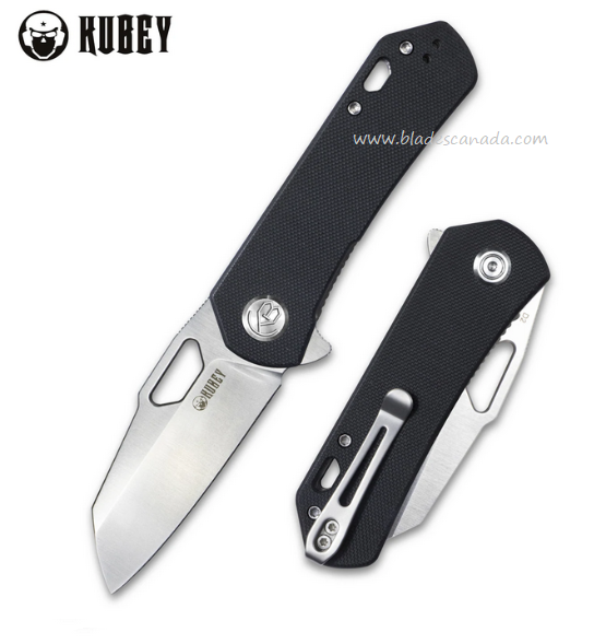 Kubey Flipper Folding Knife, D2 Satin, G10 Black, KU332A - Click Image to Close