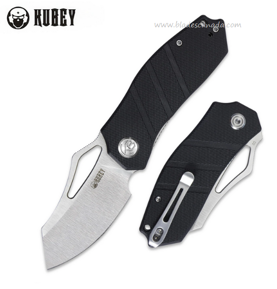 Kubey Flipper Folding Knife, D2 Satin, G10 Black, KU335A