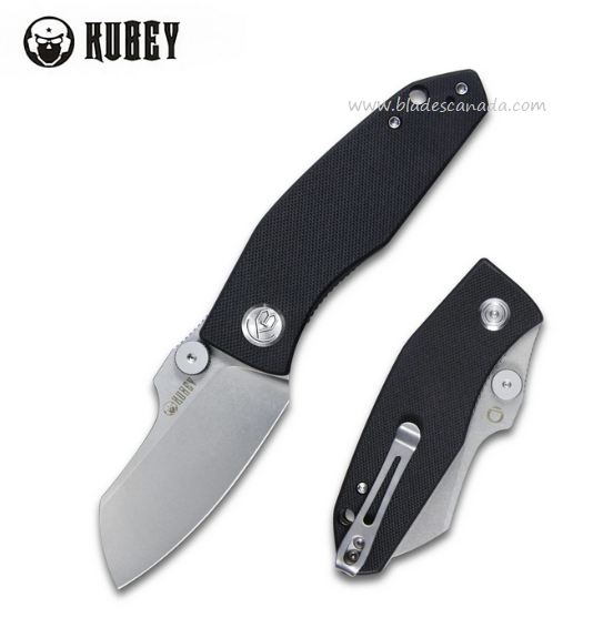 Kubey Monsterdog Flipper Folding Knife, 14C28N Bead Blast, G10 Black, KU337A