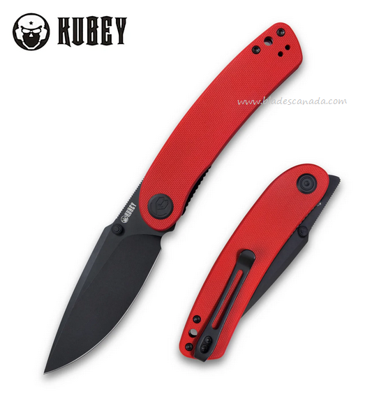 Kubey Momentum Flipper Folding Knife, AUS 10 Black SW, G10 Red, KU344I