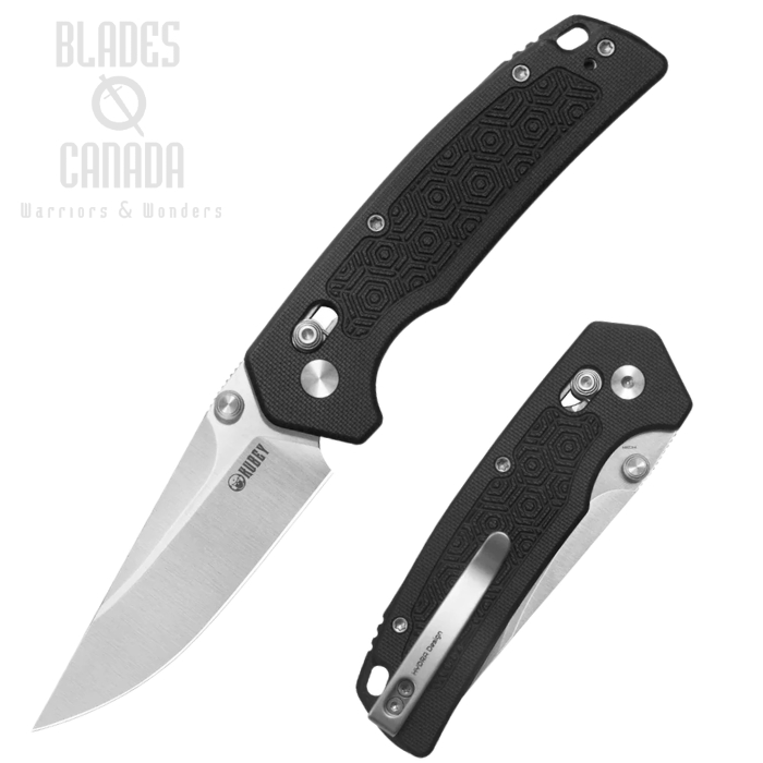 (image for) Kubey Geri Crossbar Lock Folding Knife, 14C28N Black SW, G10 Black, KU464A