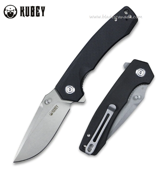 Kubey Flipper Folding Knife, D2 Steel, G10 Black, KU901A