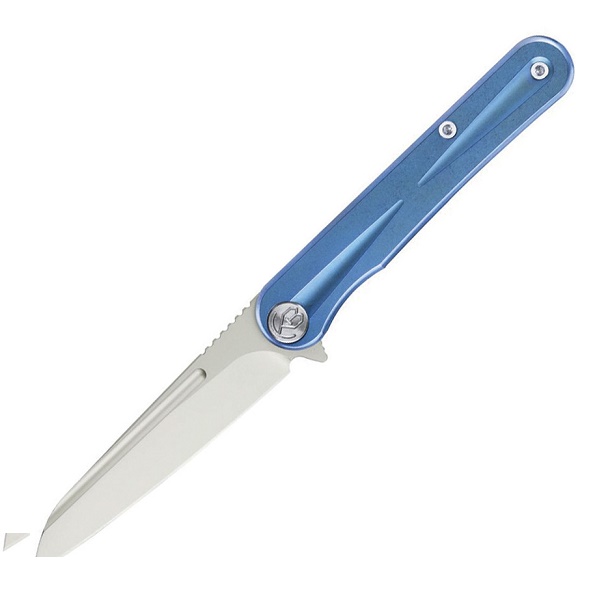 Kubey Dandy Flipper Framelock Knife, AUS 10, Titanium Blue, KB247B