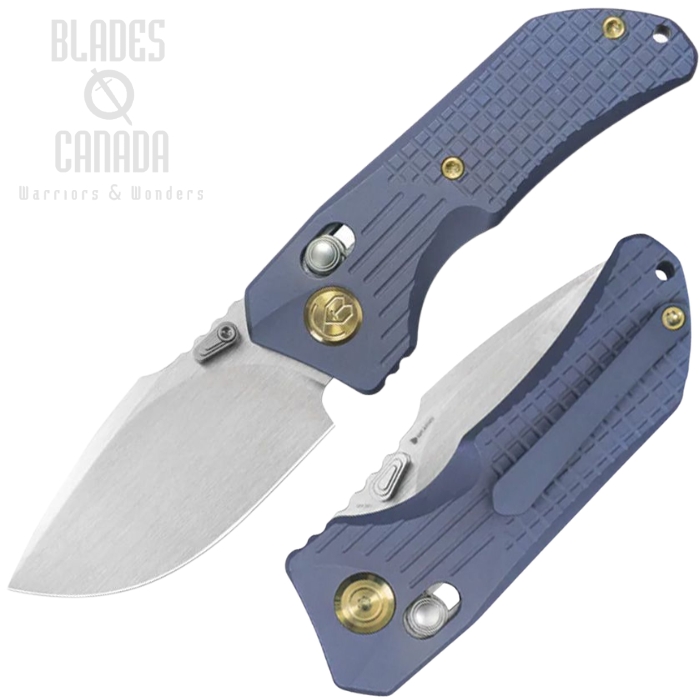 (image for) KB Knives Jarpen Crossbar Lock Folding Knife, CPM S90V Satin, Titanium Blue Frag, KUB415E