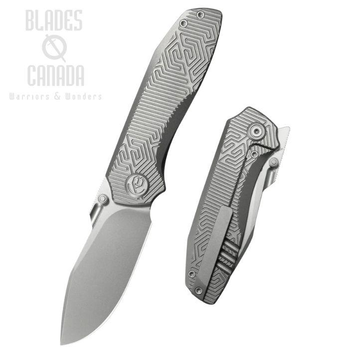 (image for) KB Knives Agera Flipper Framelock Knife, M390 Beadblast, Titanium w/Maze Milling, KUB437A