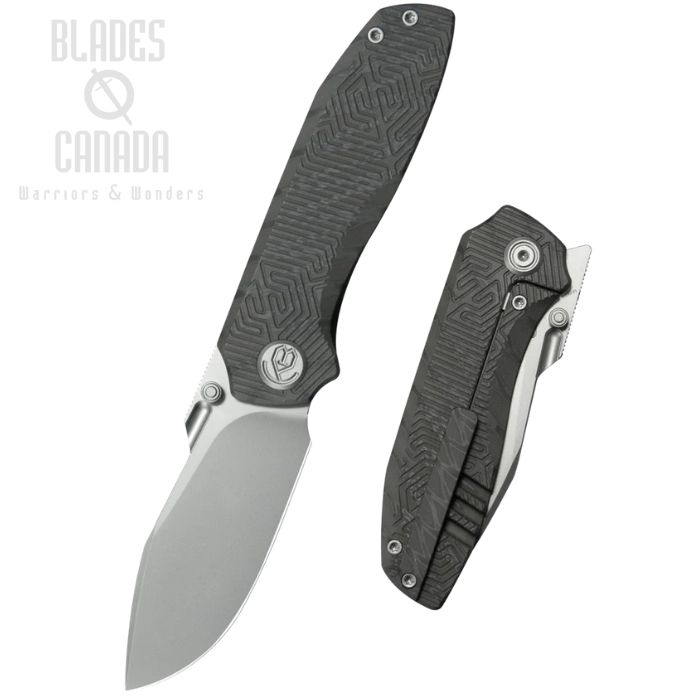 (image for) KB Knives Agera Flipper Framelock Knife, M390 Beadblast, Titanium Black w/Maze Pattern, KUB437B